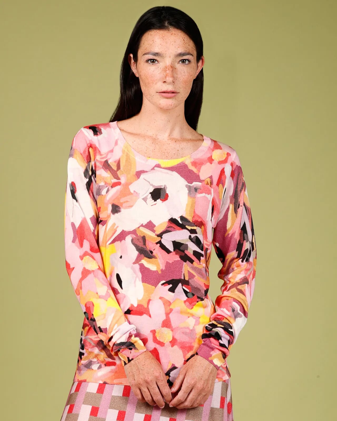 FLORAL PRINT CREWNECK JUMPER COL. 943