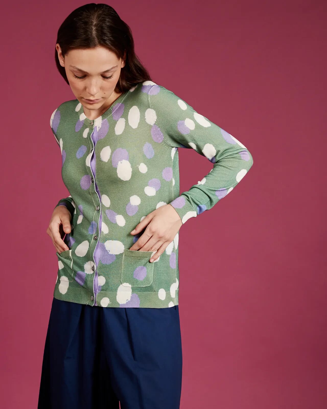 GEOMETRIC PRINT CARDIGAN WITH POCKETS COL. 914