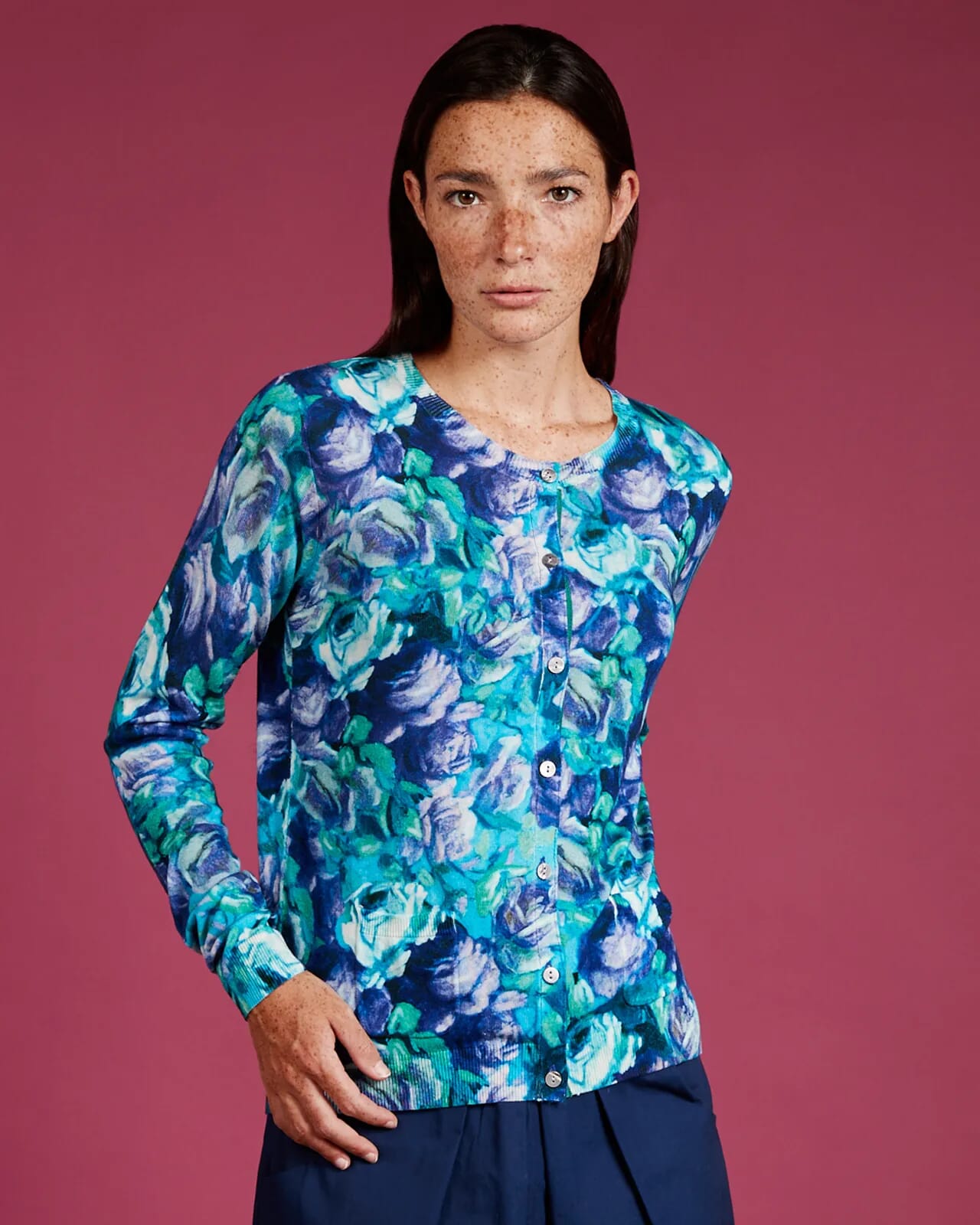 FLORAL PRINT CARDIGAN WITH POCKETS COL. 978