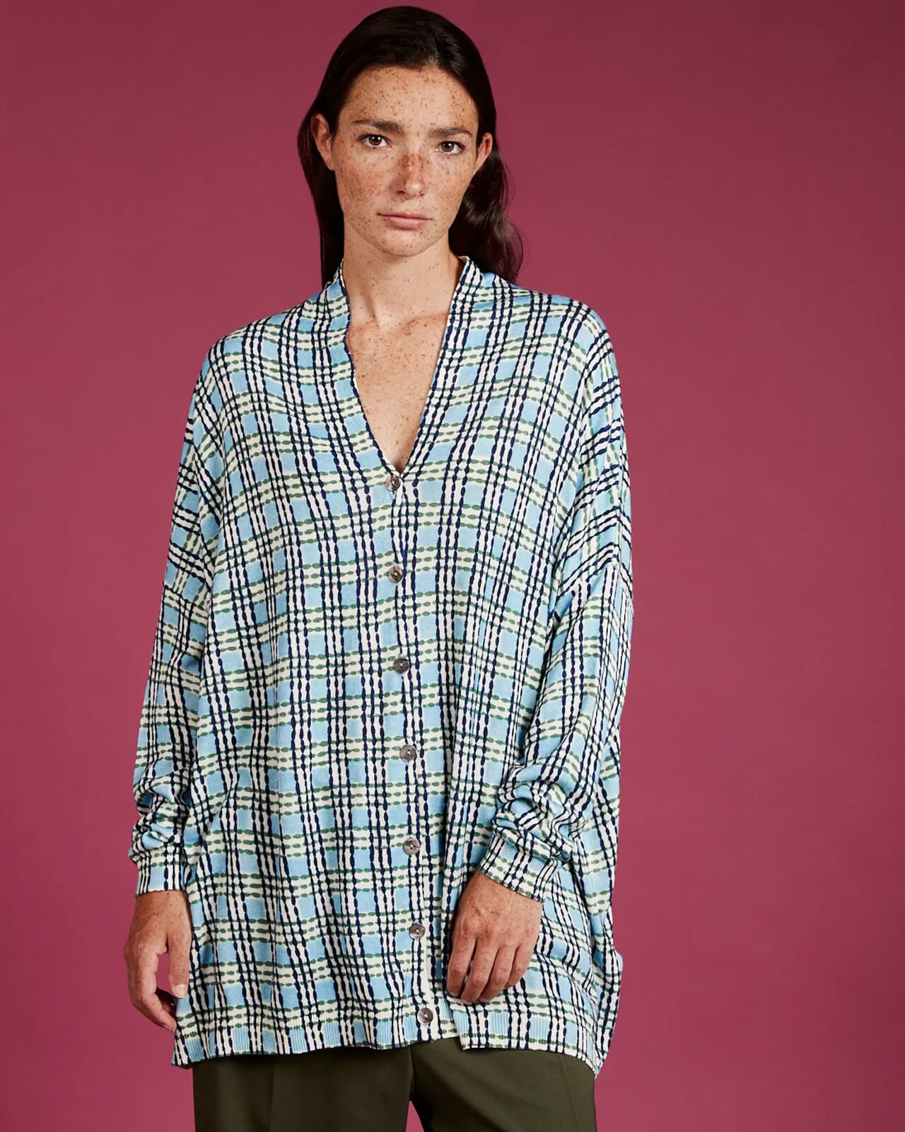 GEOMETRIC PRINT LOOSE-FIT CARDIGAN COL.903