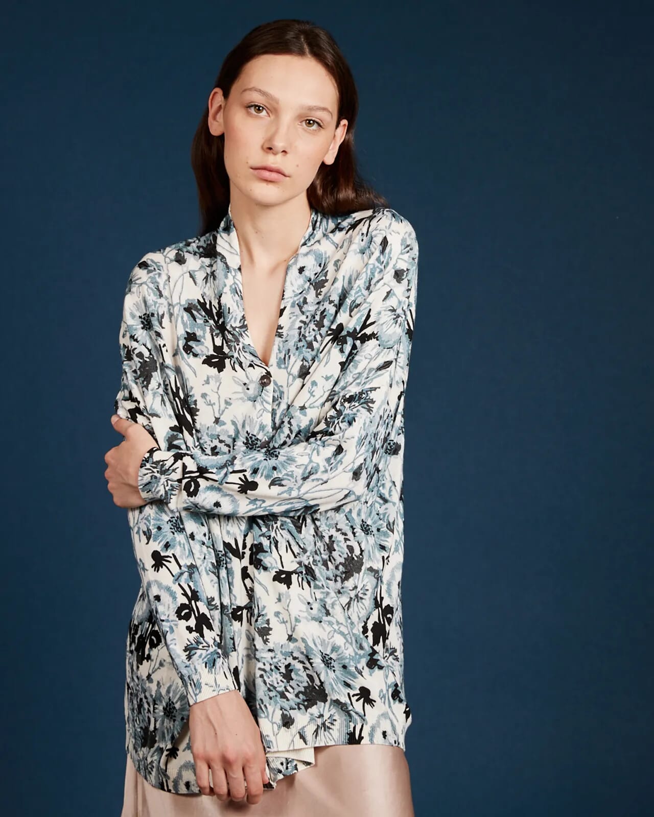 FLORAL PRINT LOOSE-FIT CARDIGAN COL.997