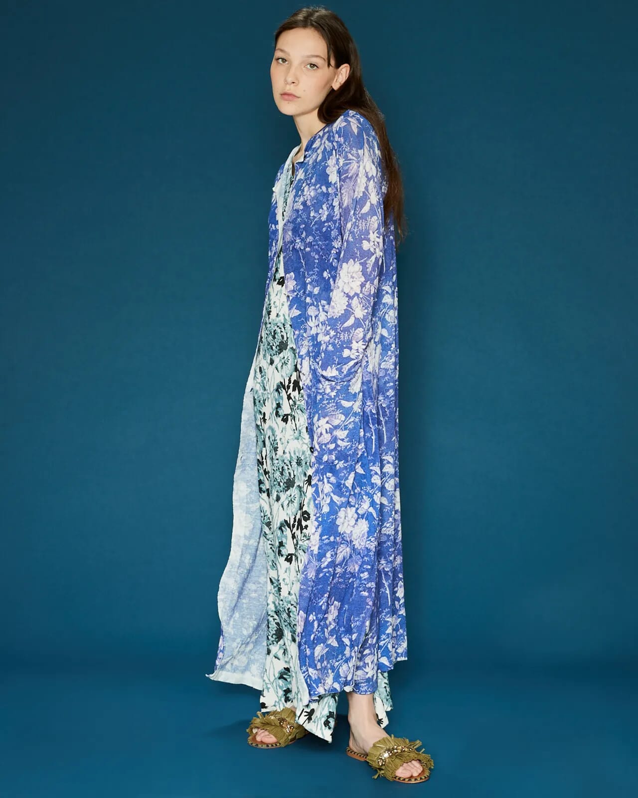 FLORAL PRINT LONG CARDIGAN JACKET COL.900