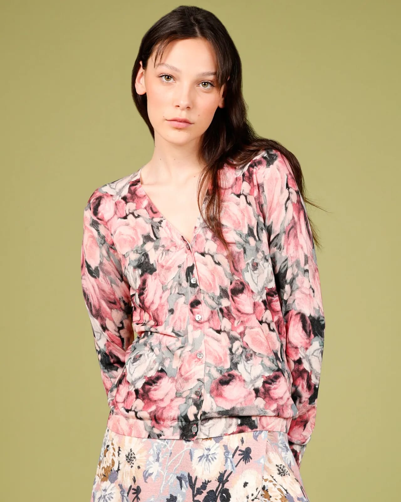 FLORAL PRINT V NECK CARDIGAN COL. 933