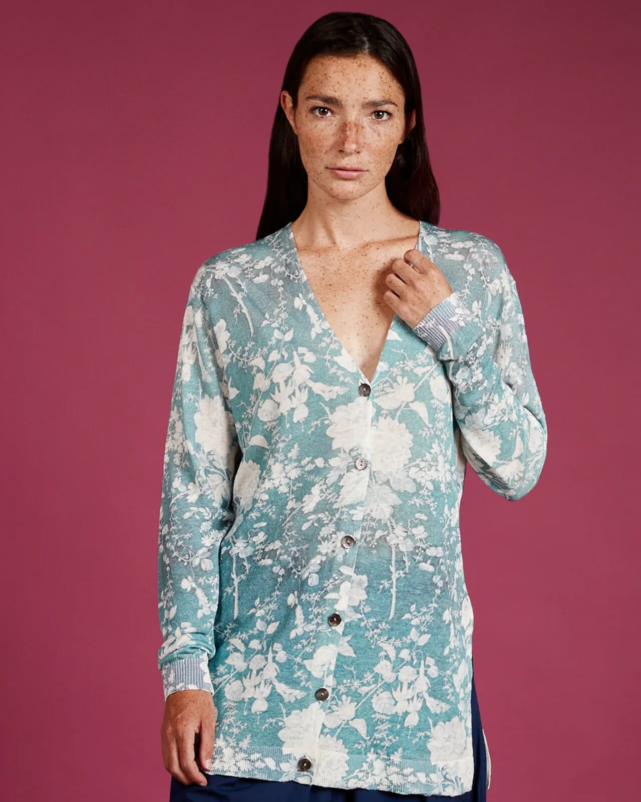 FLORAL PRINT LONG CARDIGAN COL.981