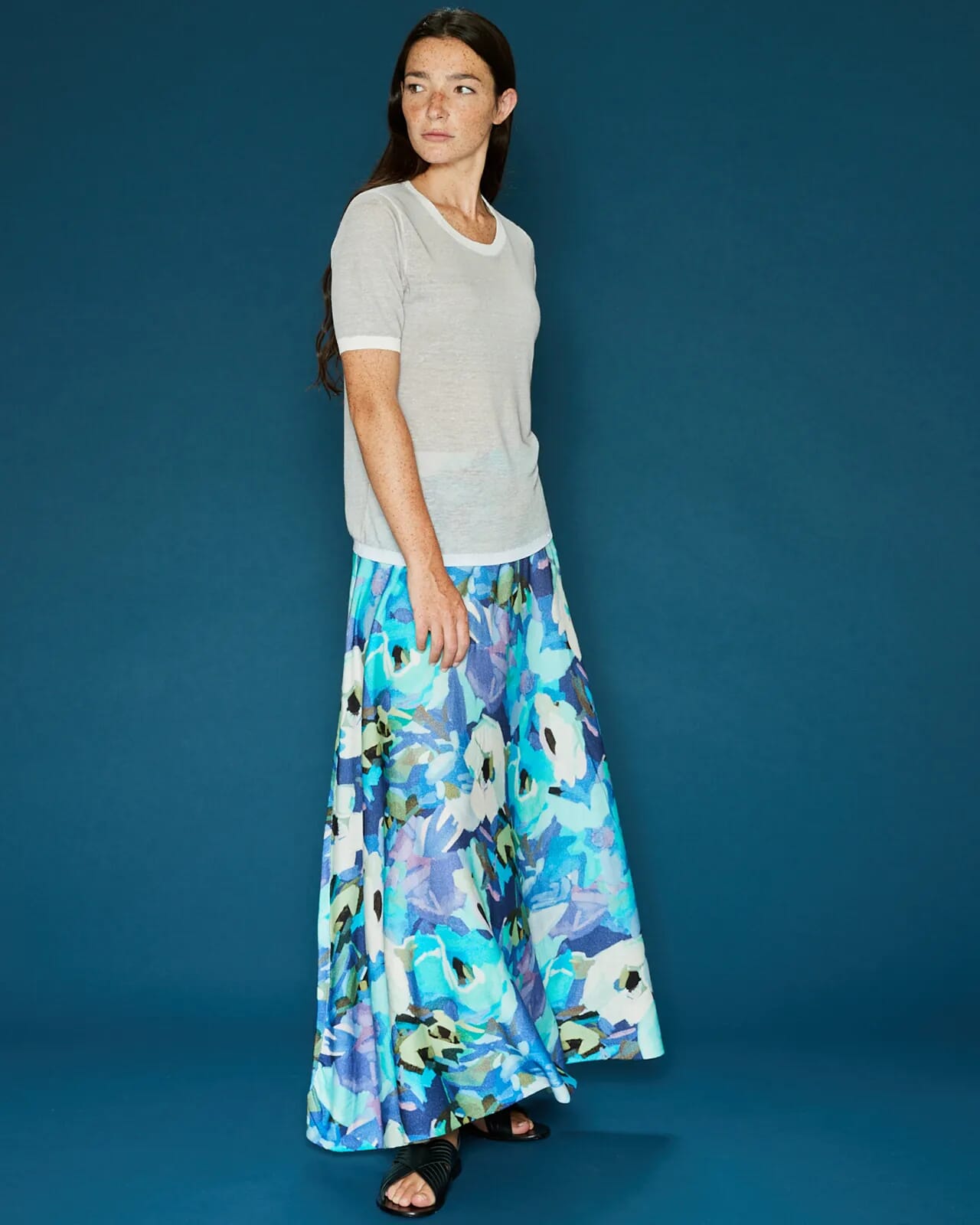 FLORAL PRINT LONG SKIRT COL.974