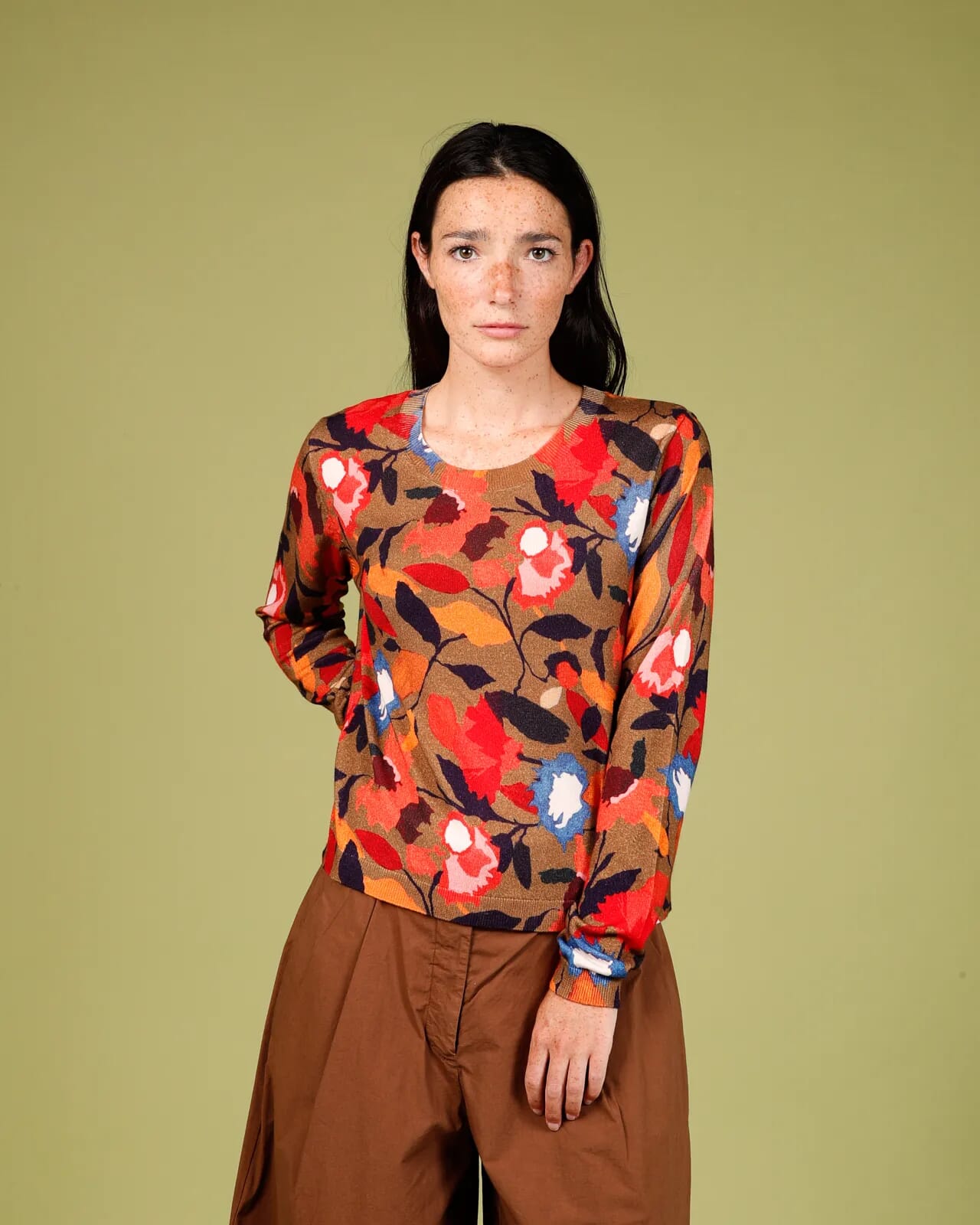 FLORAL PRINT CREWNECK JUMPER COL.1024