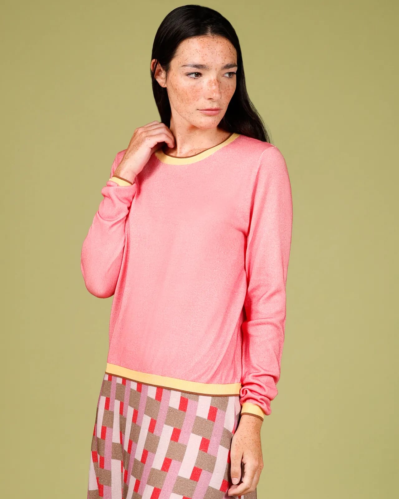 SOLID COLOR PRINT CREWNECK JUMPER COL.025