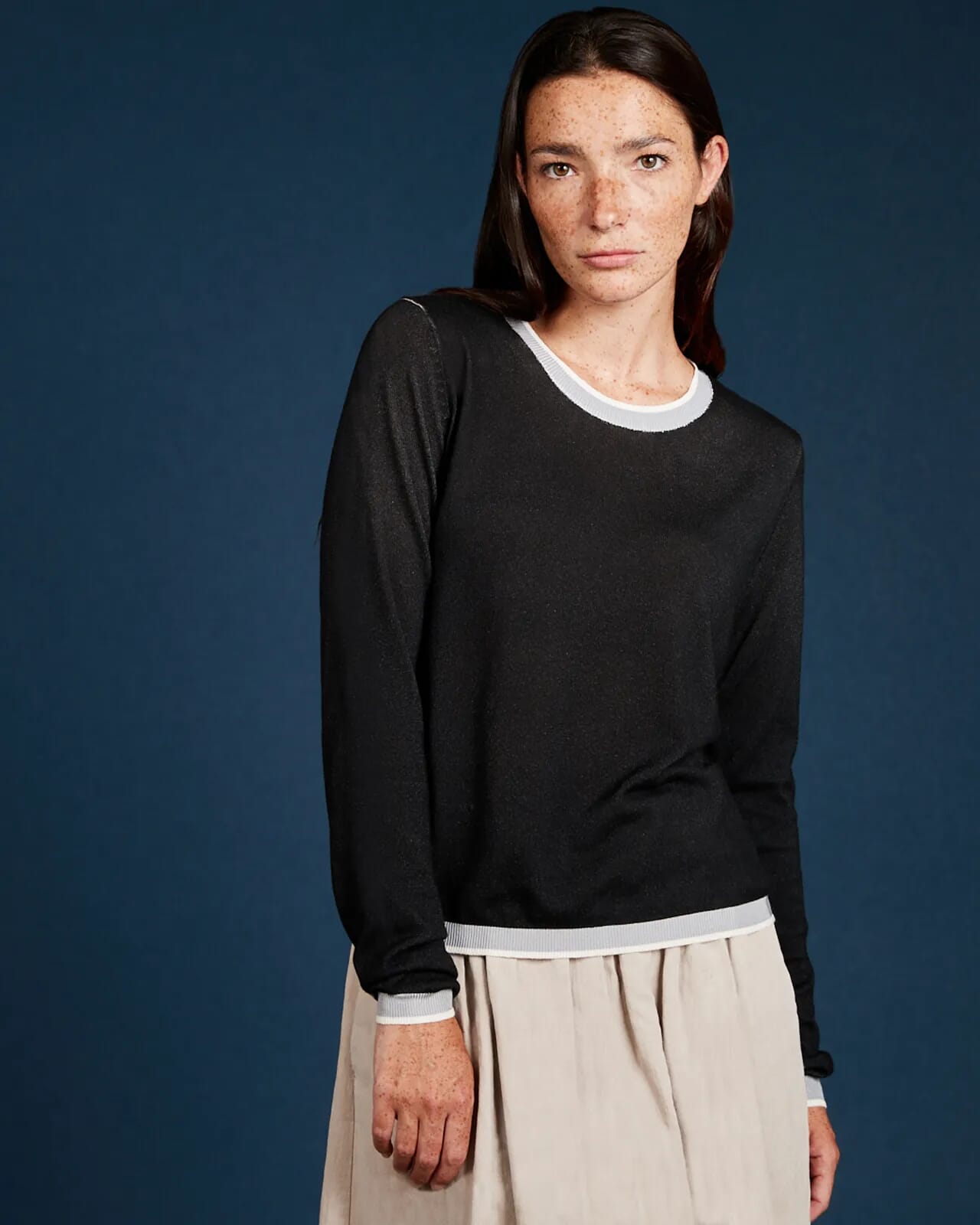 SOLID COLOR PRINT CREWNECK JUMPER COL.051