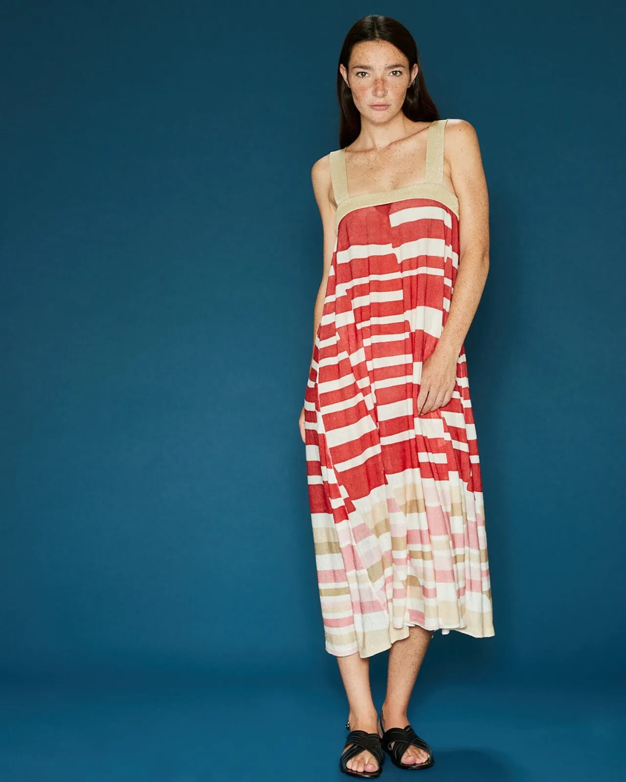 GEOMETRIC PRINT JUMPER DRESS COL.1047