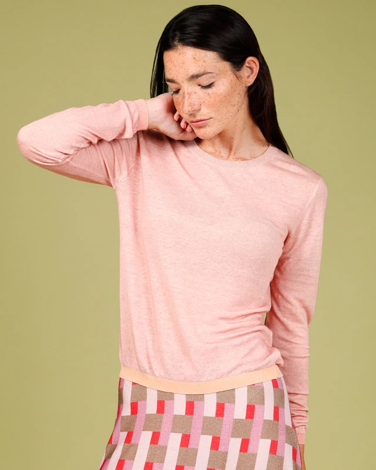 SOLID COLOR PRINT CREWNECK JUMPER COL.006