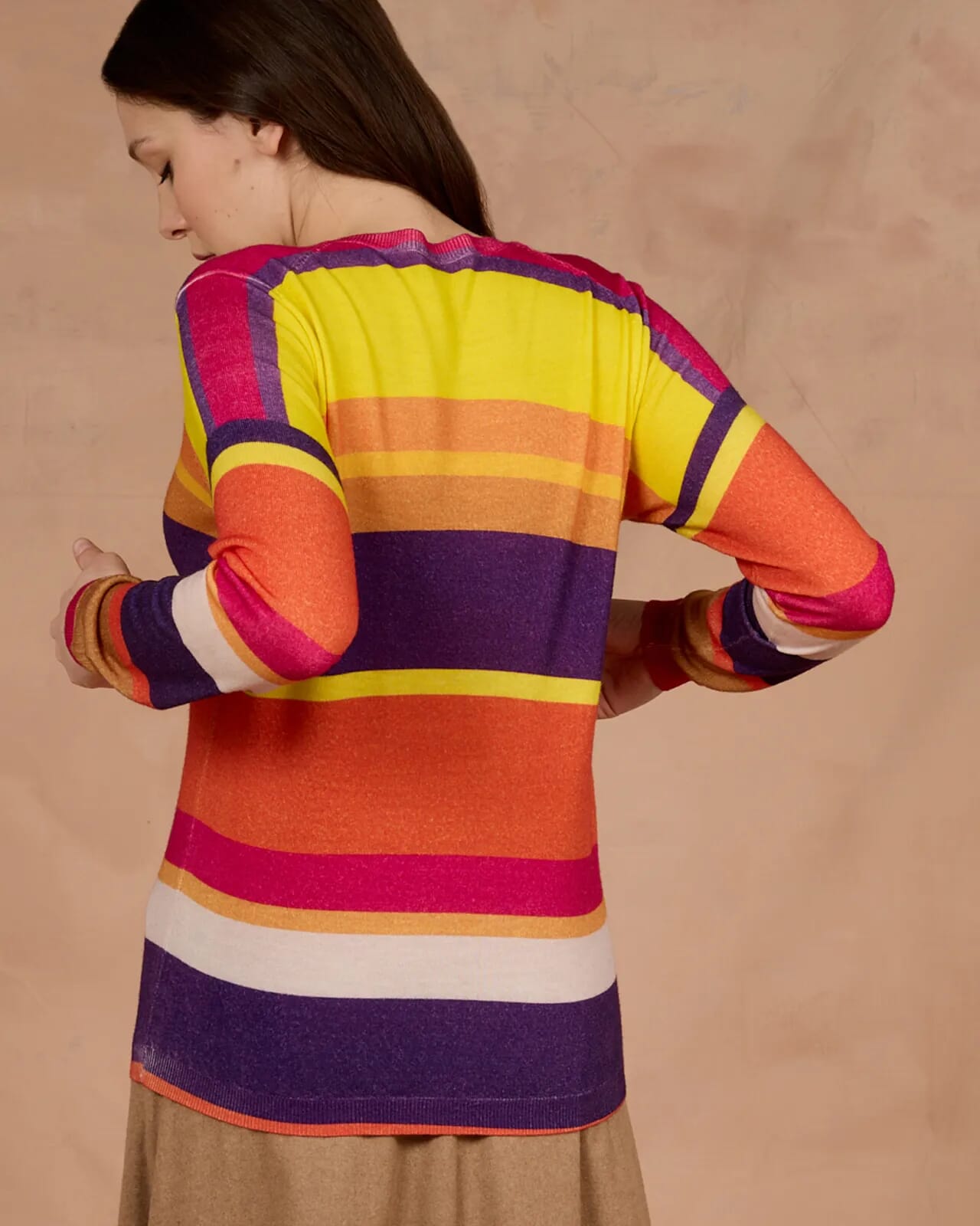 GEOMETRIC PRINT V NECK JUMPER  COL. 125